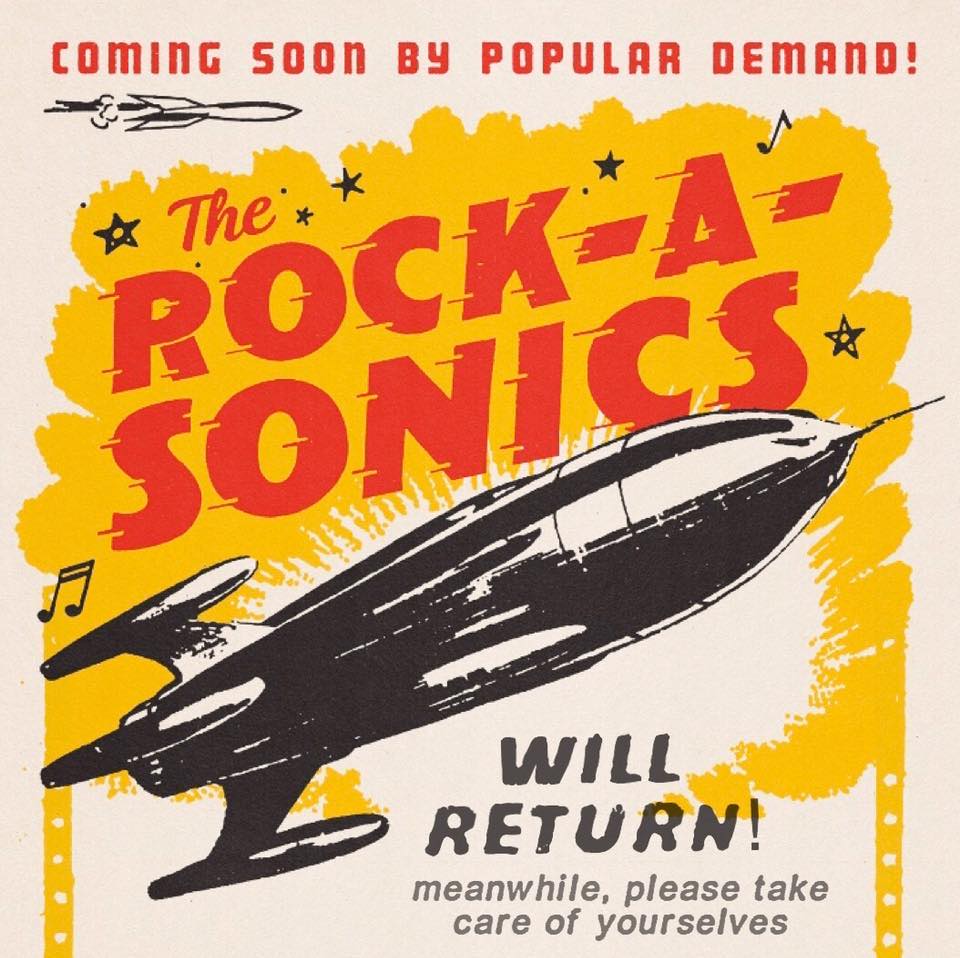 Rock-A-Sonics poster with vintage rocket.